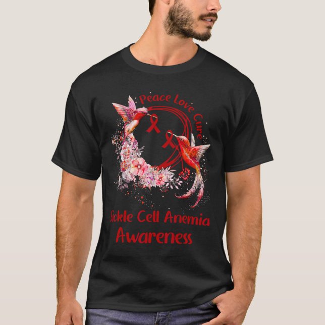 Hummingbird Peace Kärlek Cure Sickle Cell Anemia A T Shirt (Framsida)