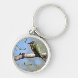 Hummingbird Personalizable Keychain Rund Silverfärgad Nyckelring