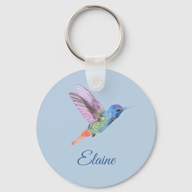 Hummingbird Personlig Blue KeyChain Nyckelring (Framsida)