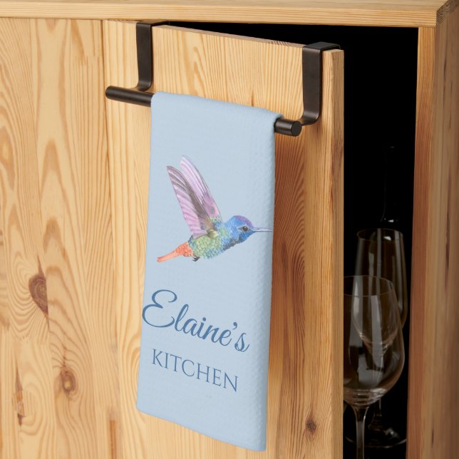 Hummingbird Personlig Blue Kitchen Towel Kökshandduk (Thirds Fold)