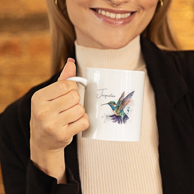 Hummingbird Personlig Motivational Watercolor Kaffemugg (Skapare uppladdad)