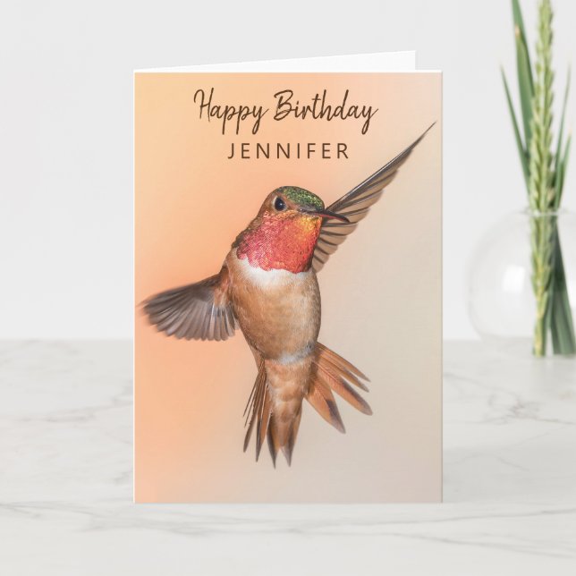 Hummingbird Personlig Namn Grattis på födelsedagen Kort (Framsida)