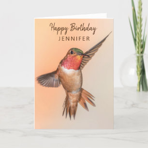 Hummingbird Personlig Namn Grattis på födelsedagen Kort