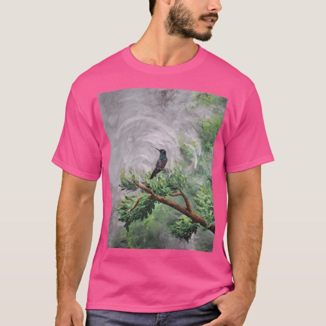 Hummingbird peruerad på Leafy Gren T Shirt (Framsida)