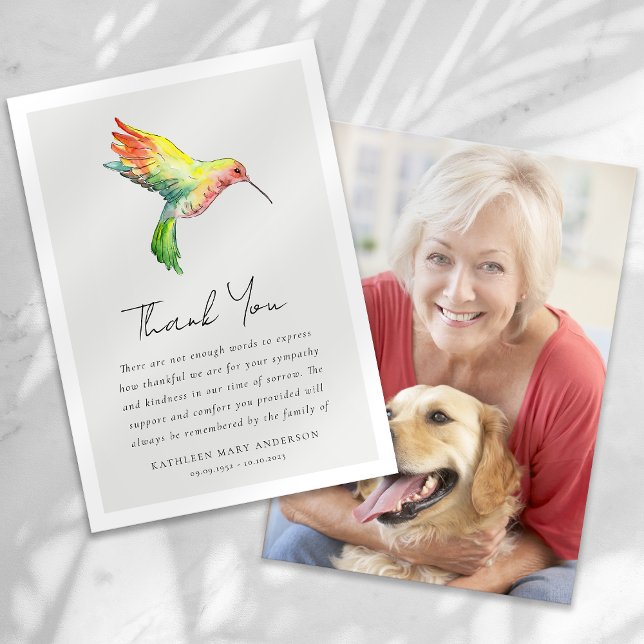 Hummingbird Photo Sympathy Funeral Tack Kort (Skapare uppladdad)