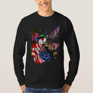 Hummingbird proud och Ro American Flagga 4th Ju T Shirt