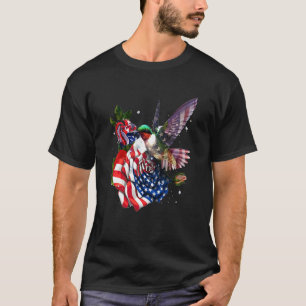 Hummingbird proud och Ro American Flagga 4th Ju T Shirt