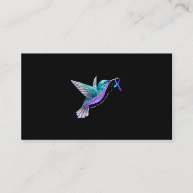 Hummingbird Purple Blue Ribbon Suicide Prevention Visitkort (Framsida)