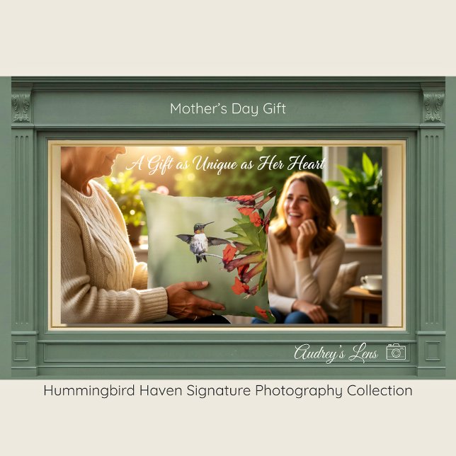 Hummingbird Red Flora Gift for Mom | Throw Pillow  Kudde (Skapare uppladdad)