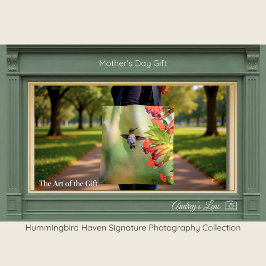 Hummingbird Red Floral Tote Bag Mother's Day Gift Tygkasse