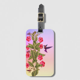 Hummingbird Red Flowers vid Sunrise Bagagebricka