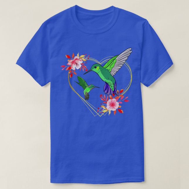 Hummingbird Red Heart Flowers Humminbird Hummingbi T Shirt (Design framsida)