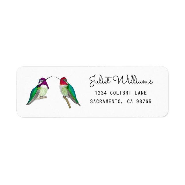 Hummingbird Return Address Label Returadress Etikett (Framsidan)
