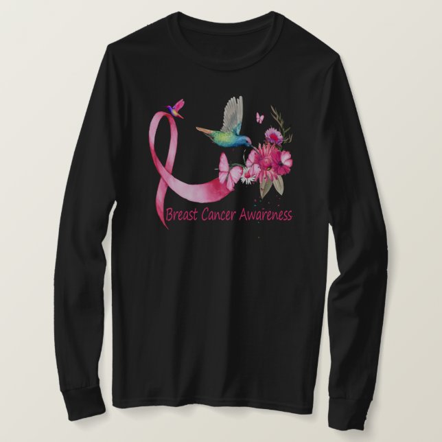 Hummingbird ribbon breast cancer awareness t shirt (Design framsida)
