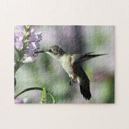 Hummingbird Rosa Blommigt Wildlife Photo Pussel