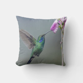 Hummingbird Rosa Flower Background Kudde