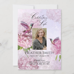 Hummingbird Rosa Hydrangeas Firande of Life Inbjudningar