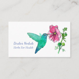 Hummingbird Rosa Petunia Flower Herbalist Örters Visitkort