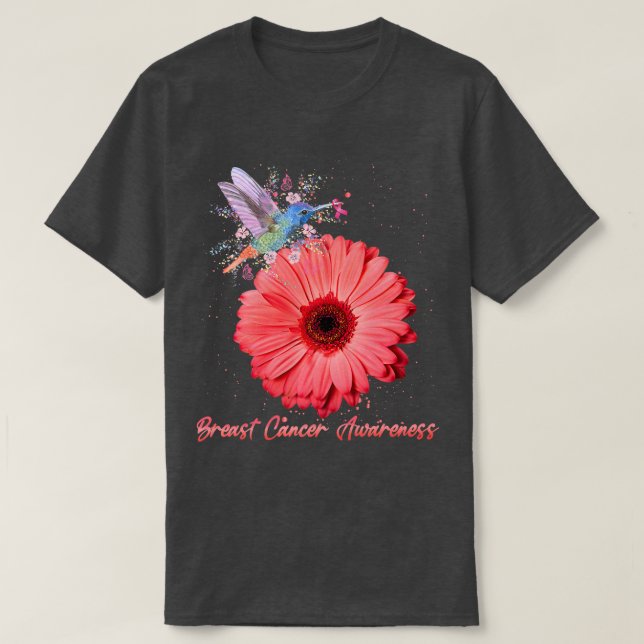 Hummingbird Rosa Ribbon Solros Breast Cancer Aw T Shirt (Design framsida)
