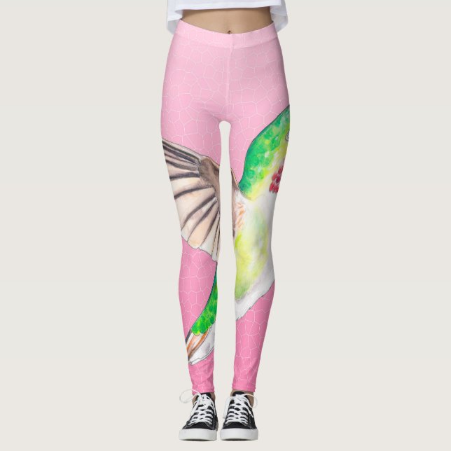 Hummingbird Rosa Stached Glass Leggings (Framsida)
