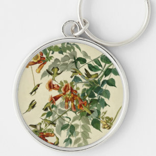 Hummingbird Ruby Throated Audubon Rund Silverfärgad Nyckelring