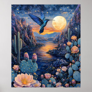 Hummingbird Scenia Southwest Night Poster