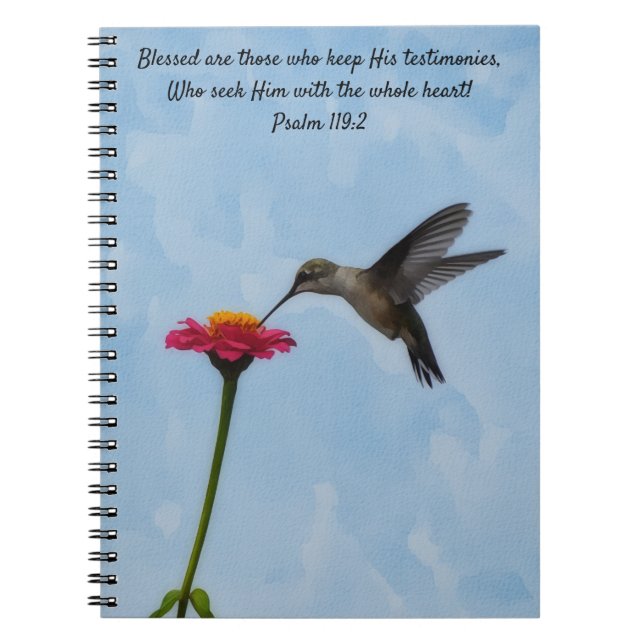Hummingbird Seeking Nectar Bible Verse Prayer Anteckningsbok (Framsidan)