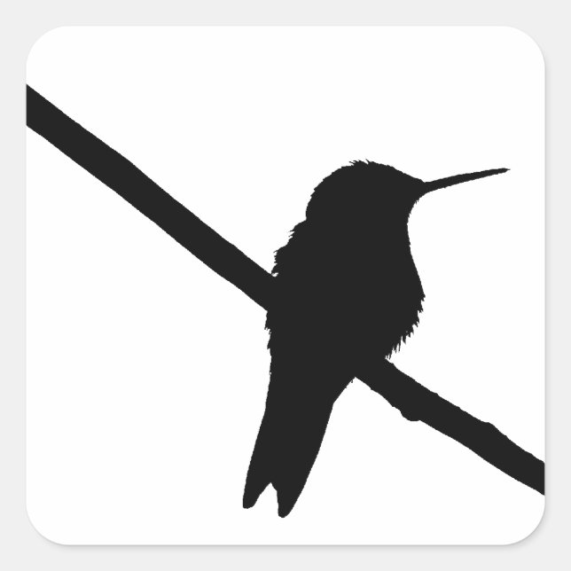 Hummingbird Silhouette Fyrkantigt Klistermärke (Framsida)