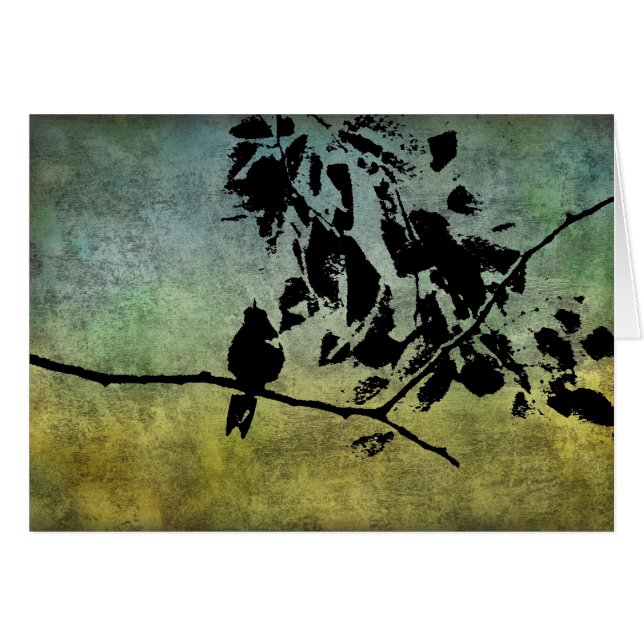 Hummingbird Silhouette på Grunge Background Hälsningskort (Framsidan Horizontal)