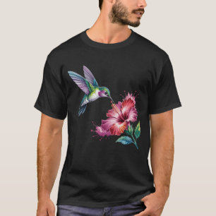 Hummingbird sipping Nectar från blomman Bir T Shirt