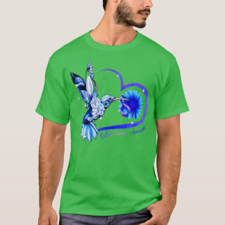Hummingbird Solros Blue Ribbon Colon Cancer Awa T Shirt