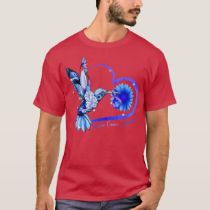 Hummingbird Solros Blue Ribbon Colon Cancer Awa T Shirt