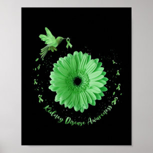 Hummingbird Solros Grönt Ribbon Kidney Disease Poster