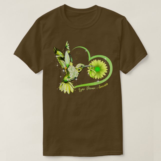 Hummingbird Solros Grönt Ribbon Lyme Disease Aw T Shirt (Design framsida)