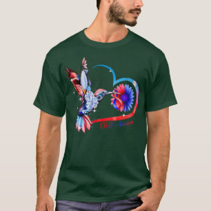 Hummingbird Solros Heart Blue & Red Ribbon CHD T Shirt