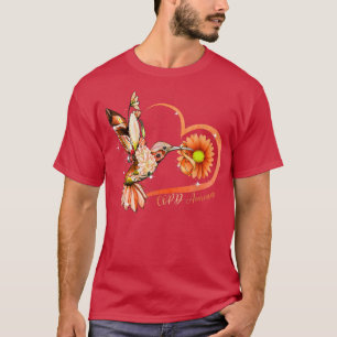 Hummingbird Solros Heart Orange Ribbon COPD Awa T Shirt