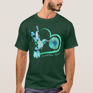 Hummingbird Solros Heart Teal Ribbon Cervical C T Shirt