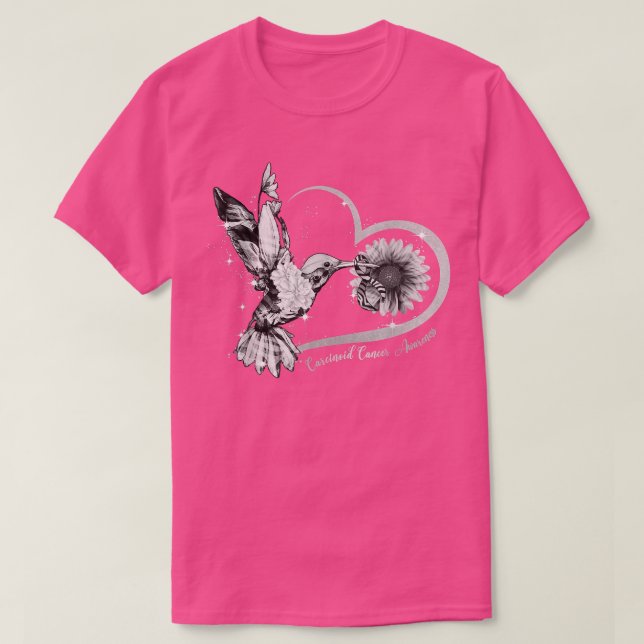 Hummingbird Solros Heart Zebra Ribbon Carcinoid T Shirt (Design framsida)