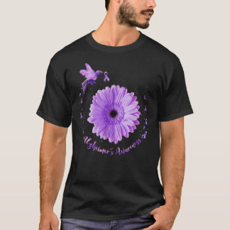 Hummingbird Solros Lila Ribbon Alzheimers's Aw T Shirt