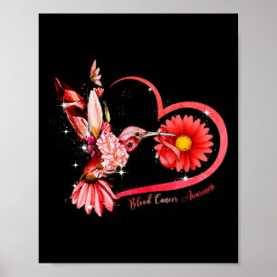 Hummingbird Solros Röd Blockon Blood Cancer Awar Poster