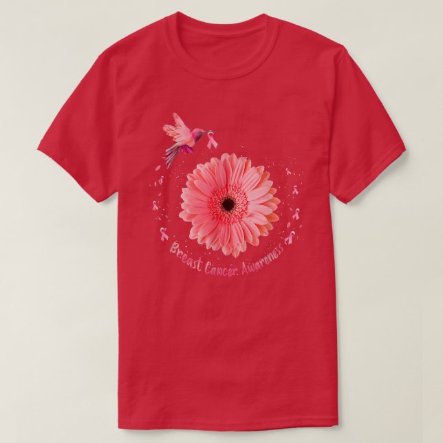 Hummingbird Solros Rosa Ribbon Breast Cancer Aw T Shirt (Design framsida)