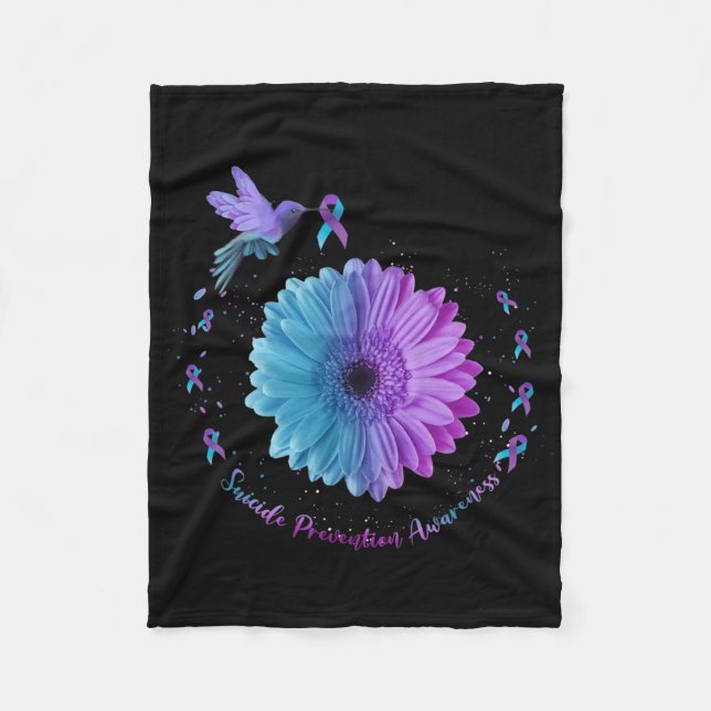 Hummingbird Solros Suicide Prevention Awareness Fleecefilt (Framsidan)