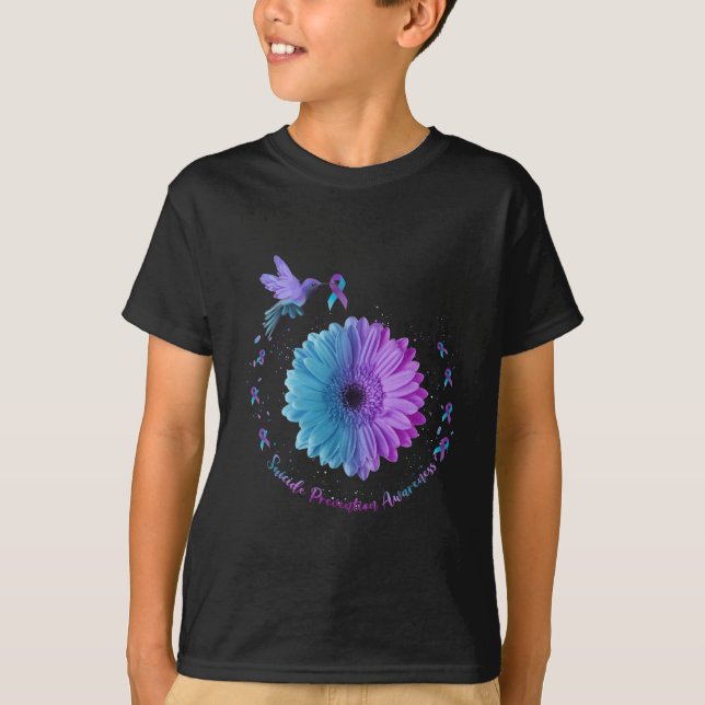 Hummingbird Solros Suicide Prevention Awareness T Shirt (Framsida)