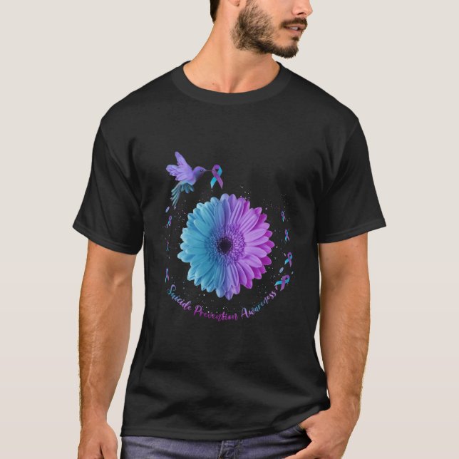 Hummingbird Solros Suicide Prevention Awareness T Shirt (Framsida)
