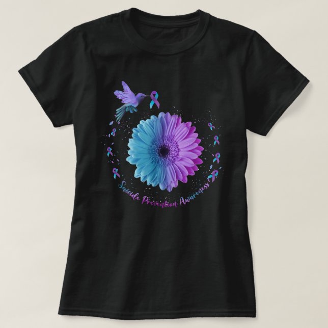 Hummingbird Solros Suicide Prevention Awareness T Shirt (Design framsida)
