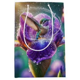 Hummingbird som bryter ner i en iris