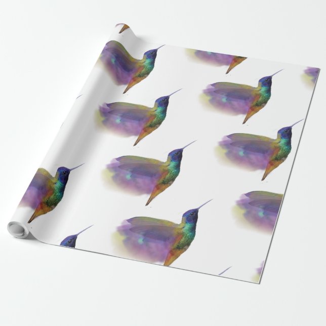 Hummingbird som slår in den pappra gåvasjalen presentpapper (Utrullad)