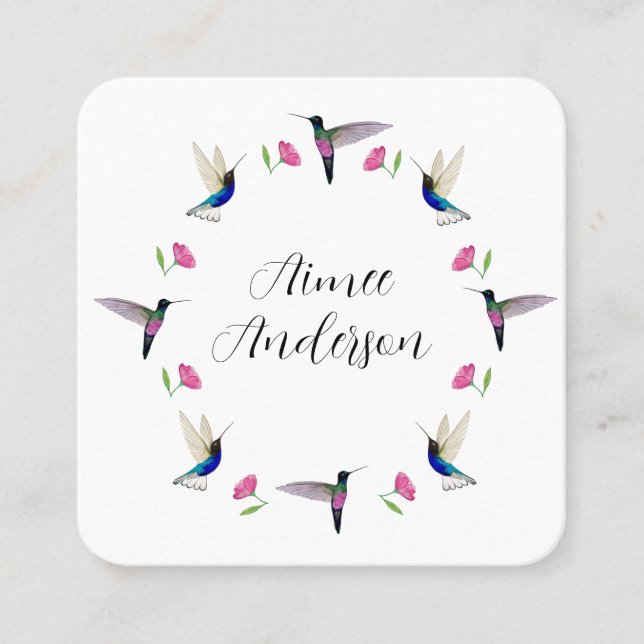 Hummingbird Square Affärskort Fyrkantigt Visitkort (Framsida)
