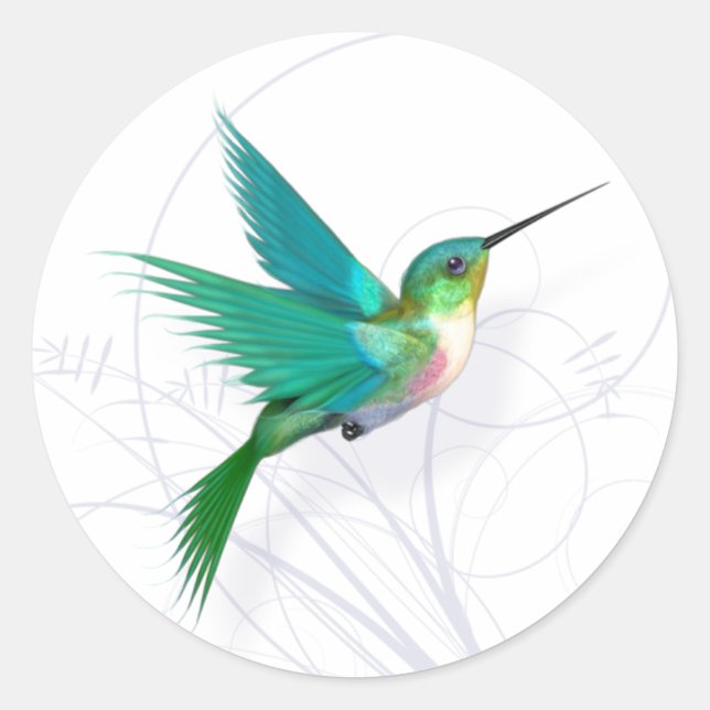 Hummingbird Sticker Runt Klistermärke (Framsida)