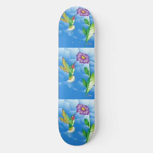 Hummingbird:  Stiliserad Mini Skateboard Bräda 18,5 Cm (Framsida)
